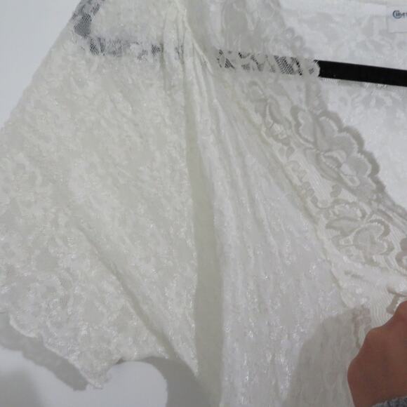 Cinema Etoile Womens Sz M Off White Long Line Nylon Wrap Dress Vintage Nightgown - Picture 4 of 9